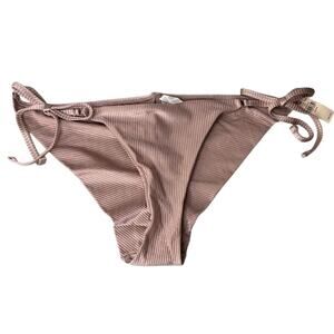 Aerie Ribbed Cheeky Tie Bikini Bottom XXL Cocoa Cream NWT Swim